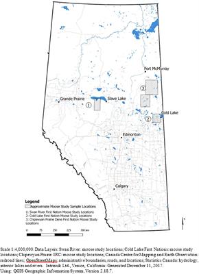 Cadmium Tissue Concentrations in Kidney, Liver and Muscle in Moose (Alces alces) From First Nations Communities in Northern Alberta